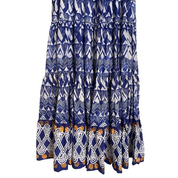 Anthropologie Diaz Tiered Maxi Dress Blue Abstract Womans Large - Picture 11 of 16